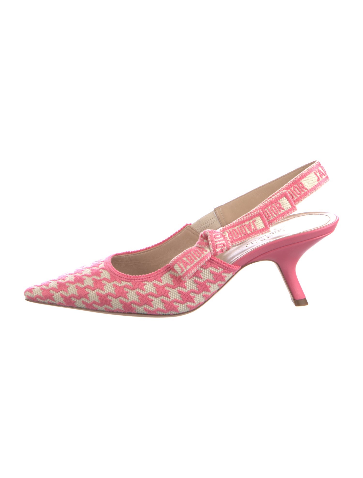Christian Dior Canvas Houndstooth Print Slingback Pumps